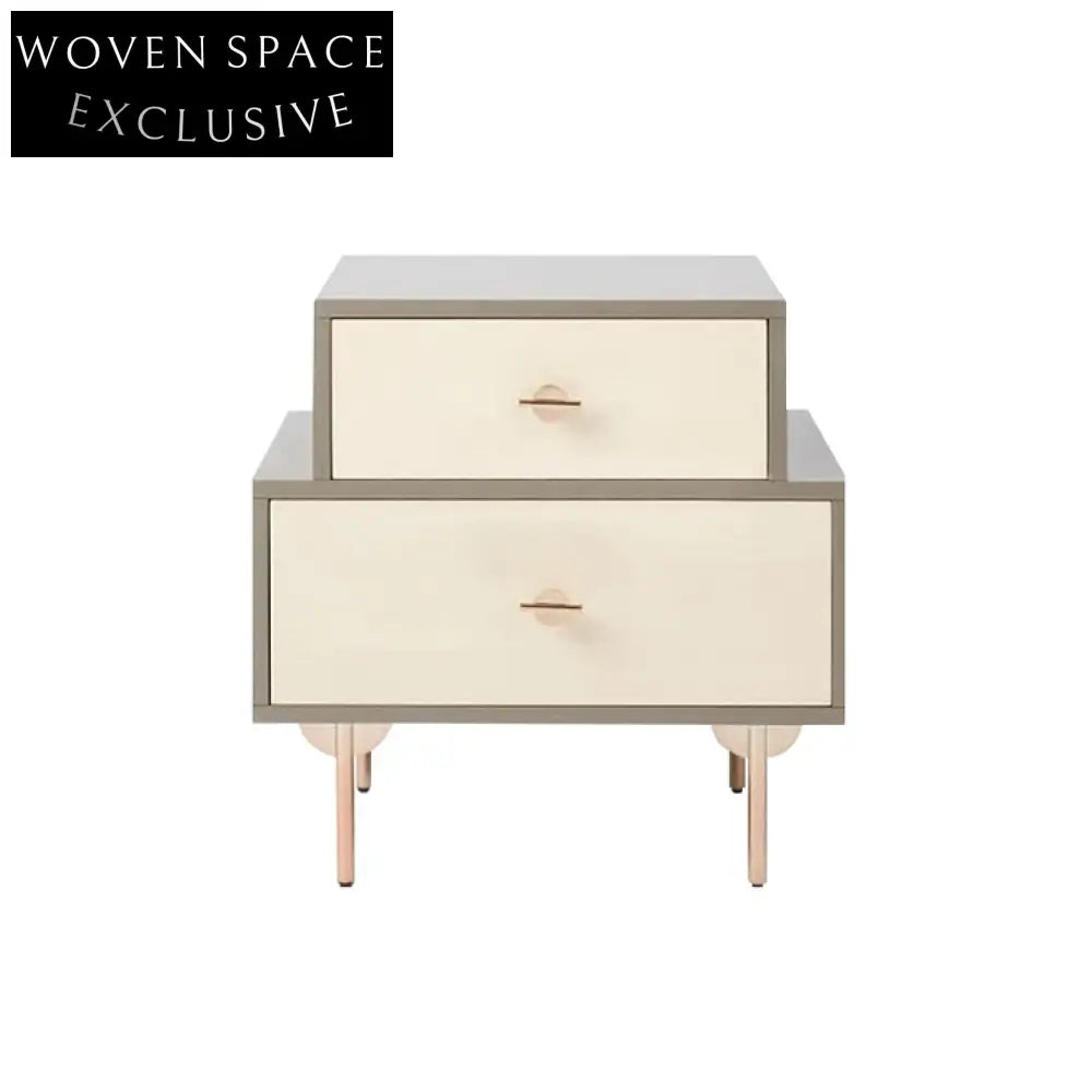 Sleek Plywood Bedroom Nightstand with Storage Drawers, Natural Modern Design Bedside Table