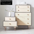 Sleek Plywood Bedroom Nightstand with Storage Drawers, Natural Modern Design Bedside Table