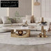 Sleek Sintered Rock Golden Metal Modern Leisure Small Coffee Table Set