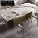 Sleek Slate Top Modern Dining Table with Durable Steel Base, Perfect Table
