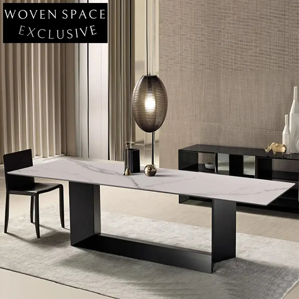 Sleek Slate Top Modern Dining Table with Durable Steel Base, Perfect Table