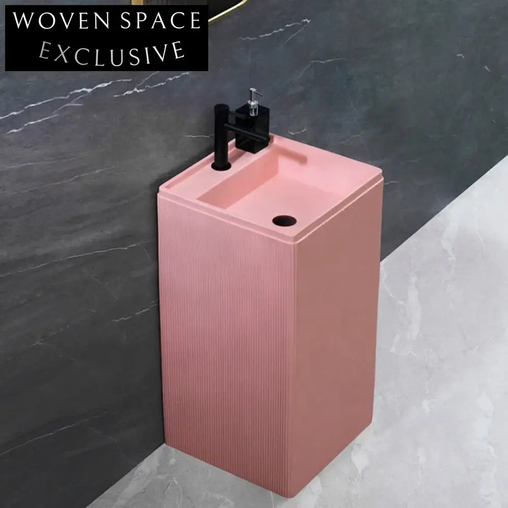 Sleek Solid Surface Square Pedestal Freestanding Wash Basin for Bathrooms