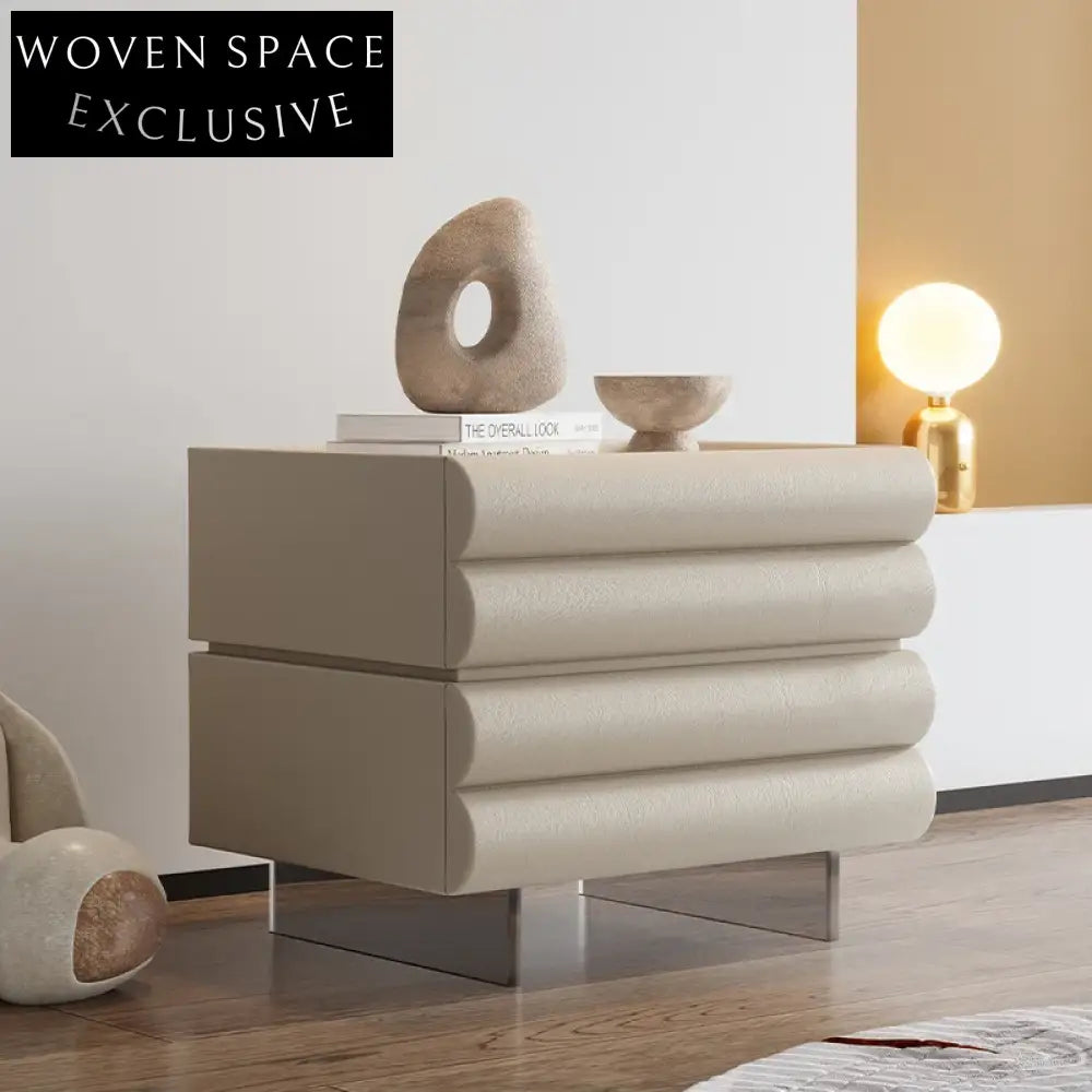 Sleek Solid Wood Nightstand with Drawer, Integrated LED Lamp, and Storage