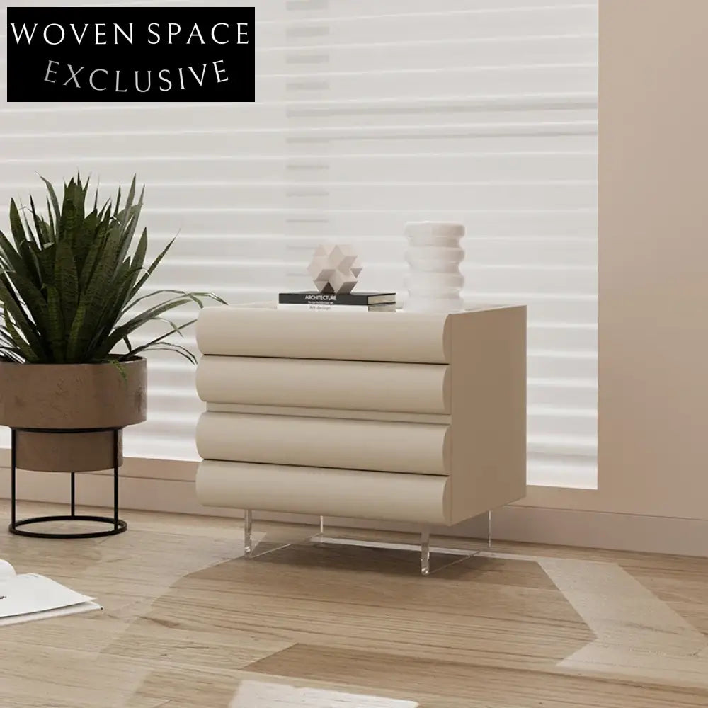 Sleek Solid Wood Nightstand with Drawer, Integrated LED Lamp, and Storage