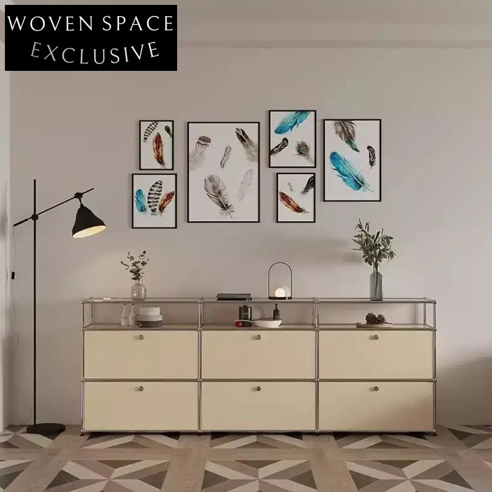 Sleek Steel Frame Sideboard Cabinet with Drawers for Modern Living