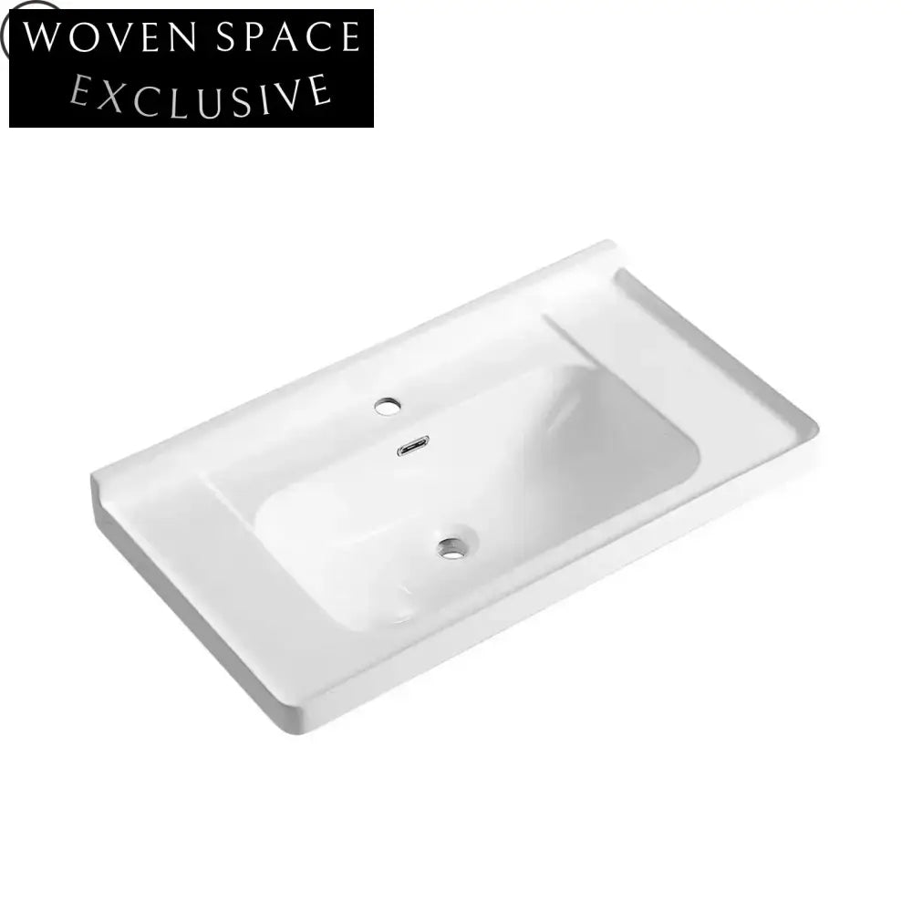 Sleek Thin Edge Ceramic Bathroom Vanity Lavabo Sink, Modern White Design