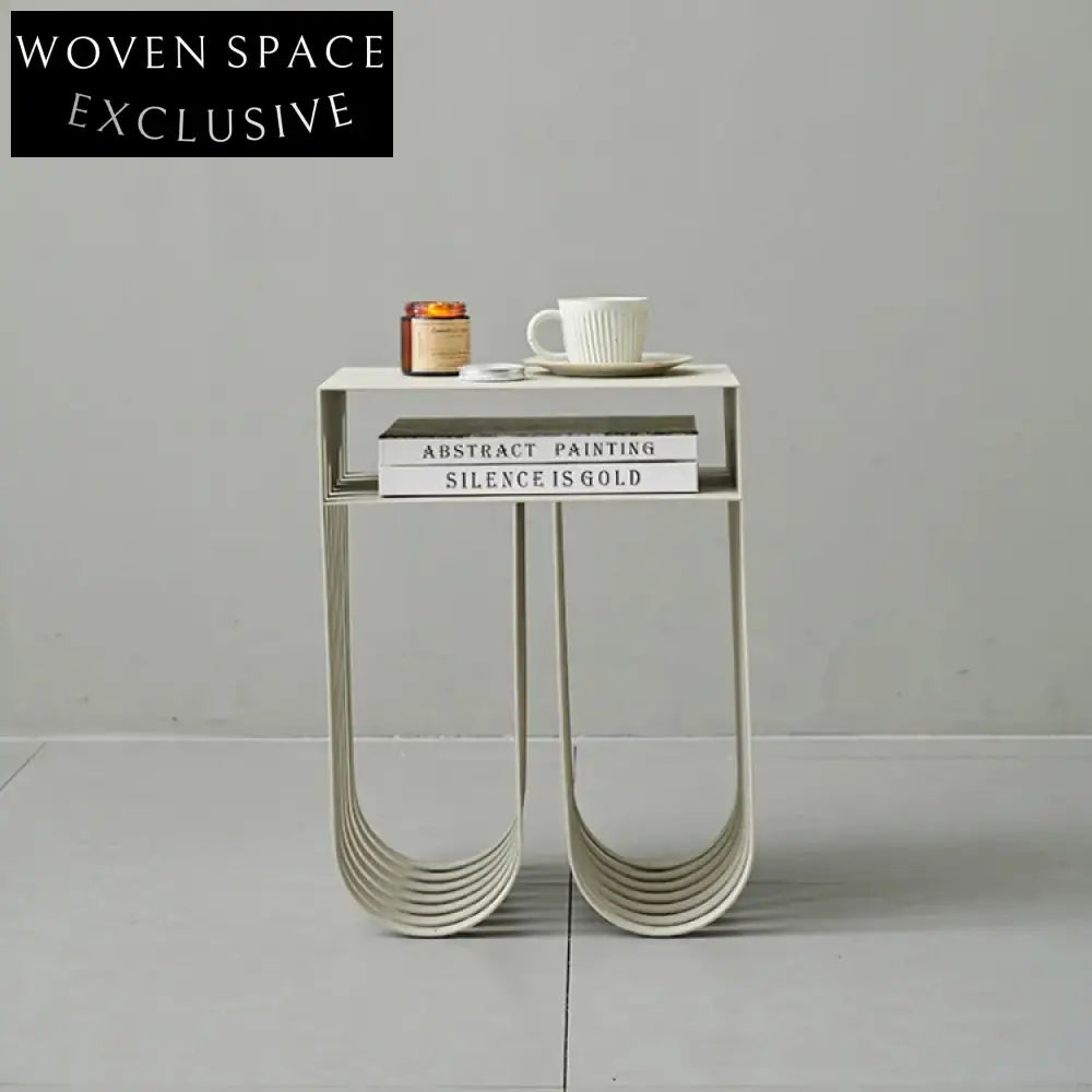 Sleek U-Shape Metal Sofa End Table, Modern Living Room Side Coffee Table