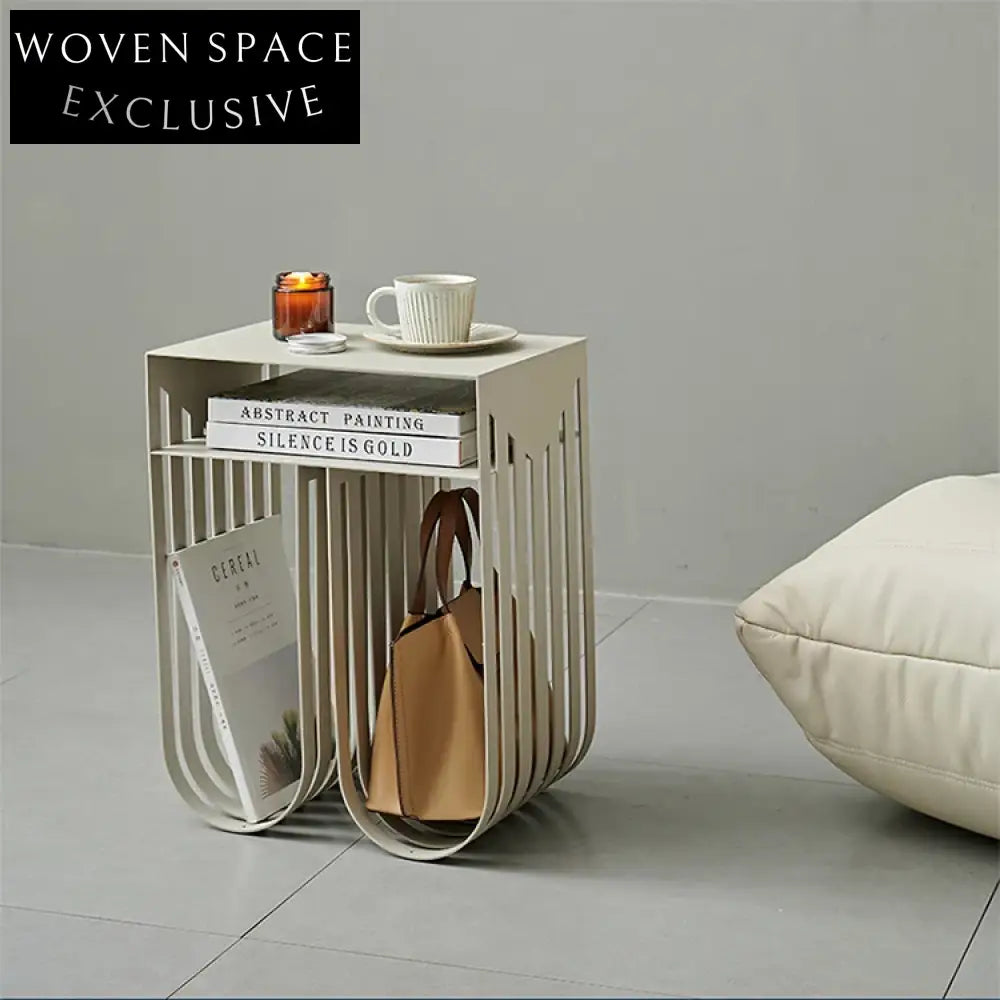 Sleek U-Shape Metal Sofa End Table, Modern Living Room Side Coffee Table