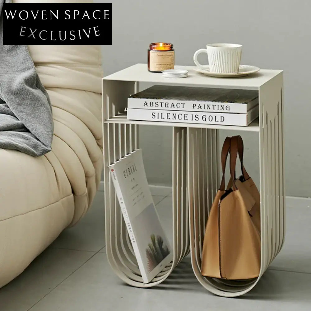 Sleek U-Shape Metal Sofa End Table, Modern Living Room Side Coffee Table