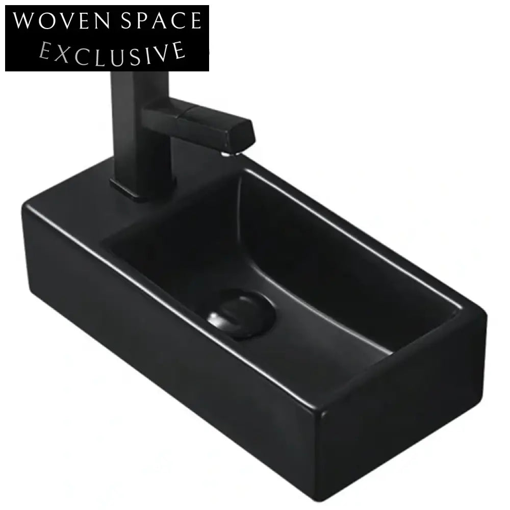 Sleek Wall-Mount Ceramic Bathroom Sink - Space-Saving Rectangle Vanity Basin