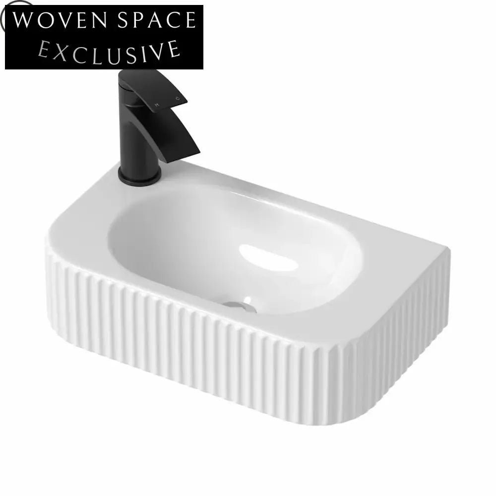 Sleek Wall-Mount Ceramic Bathroom Sink - Space-Saving Rectangle Vanity Basin