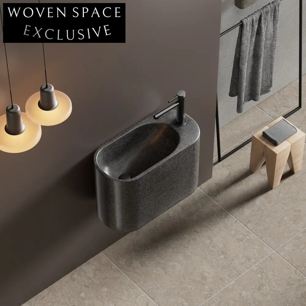 Sleek Wall-Mount Solid Surface Resin Quartz Bathroom Vanity Sink