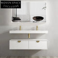 Sleek Wall-Mounted Double Sink Floating Bathroom Vanity Cabinet, 47-inch
