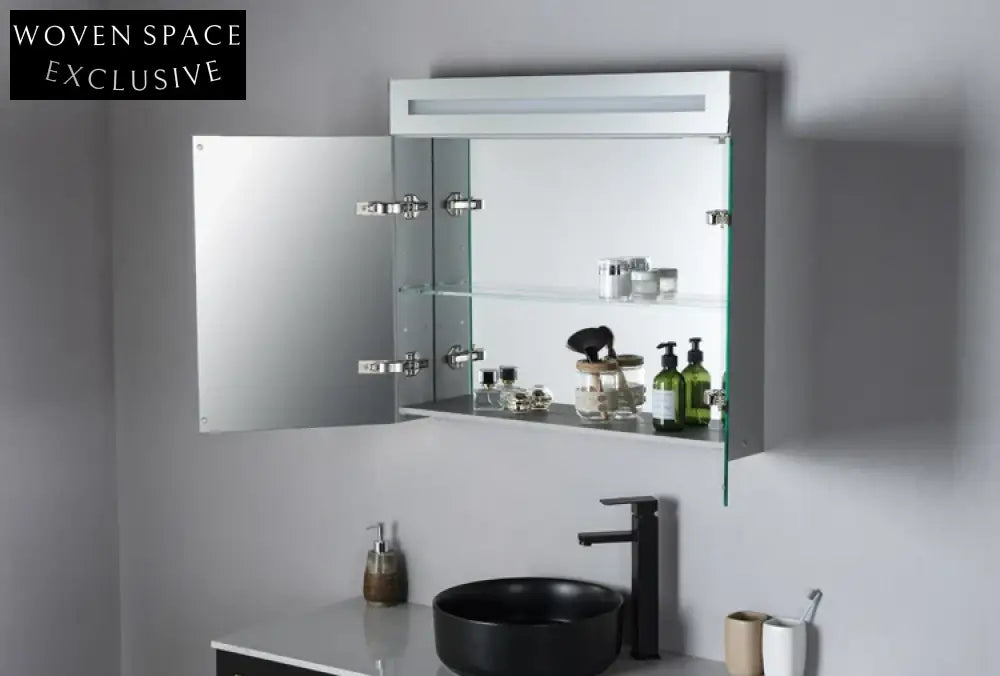 Sleek Wall Mounted LED Bathroom Mirror Cabinet with Storage and Illumination