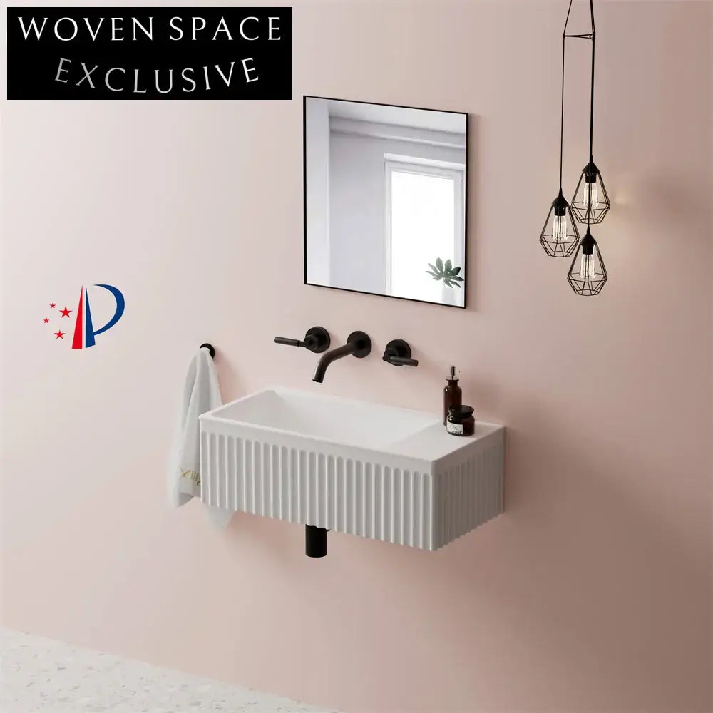 Sleek Wall-Mounted Solid Surface Matt Finish Bathroom Hand Wash Basin