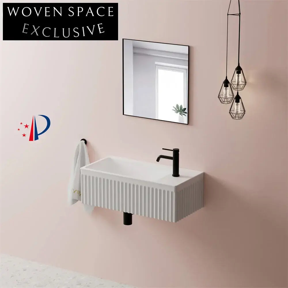 Sleek Wall-Mounted Solid Surface Matt Finish Bathroom Hand Wash Basin