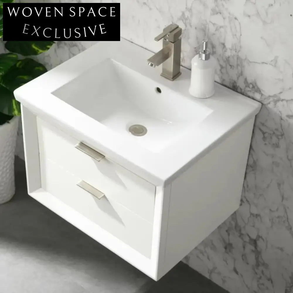Sleek White Ceramic Drop-in Countertop Vanity Sink for Bathroom Cabinets