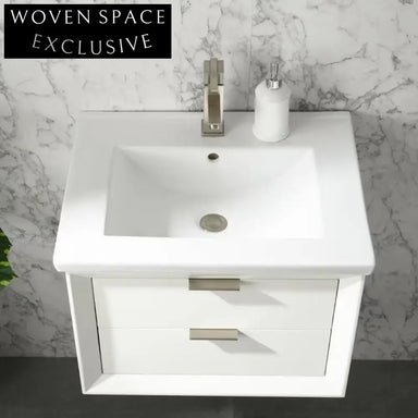 Sleek White Ceramic Drop-in Countertop Vanity Sink for Bathroom Cabinets