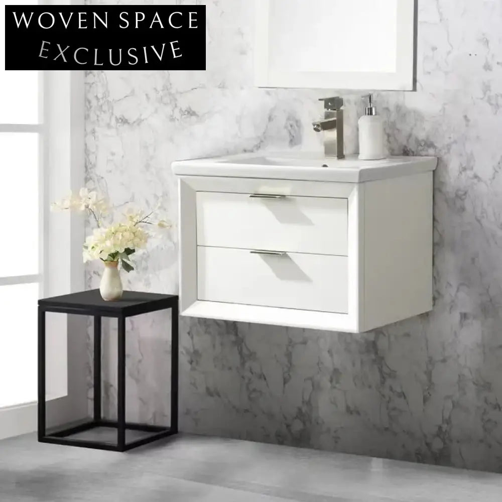 Sleek White Ceramic Drop-in Countertop Vanity Sink for Bathroom Cabinets