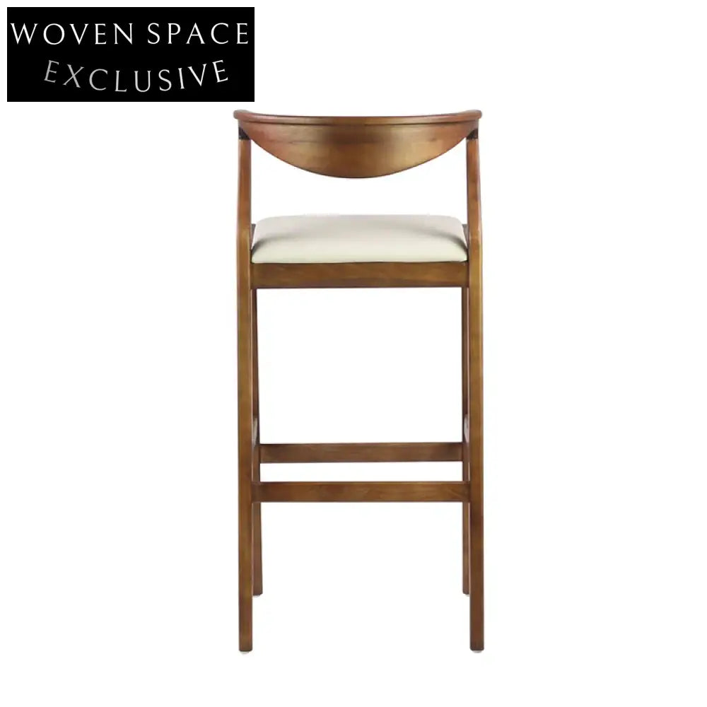 Sleek Wood Bar Stool with Leather Backrest for Modern Home Kitchen