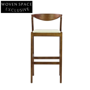 Sleek Wood Bar Stool with Leather Backrest for Modern Home Kitchen