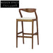 Sleek Wood Bar Stool with Leather Backrest for Modern Home Kitchen