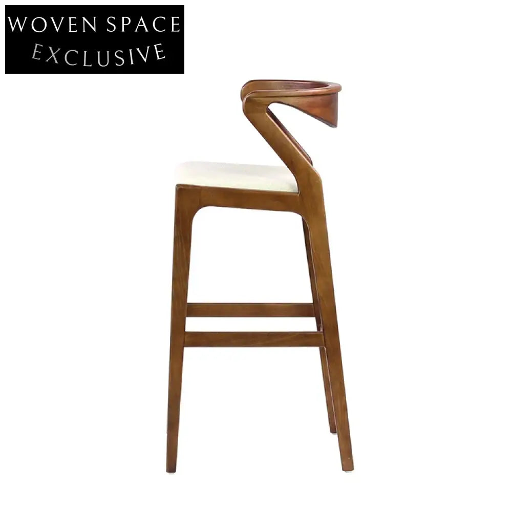 Sleek Wood Bar Stool with Leather Backrest for Modern Home Kitchen