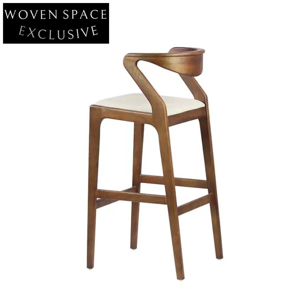 Sleek Wood Bar Stool with Leather Backrest for Modern Home Kitchen