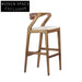 Sleek Wood Bar Stool with Leather Backrest for Modern Home Kitchen