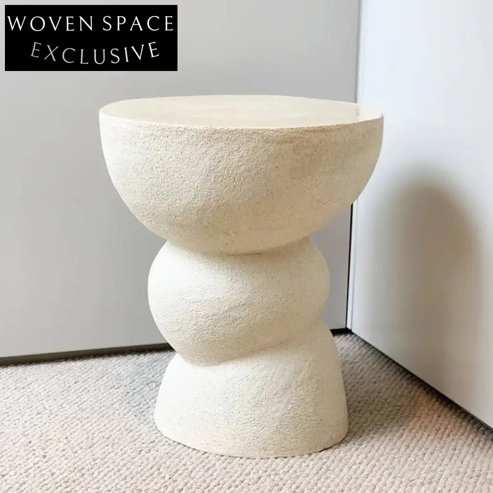 Small Modern Round Concrete Patio Balcony Living Room Coffee Table