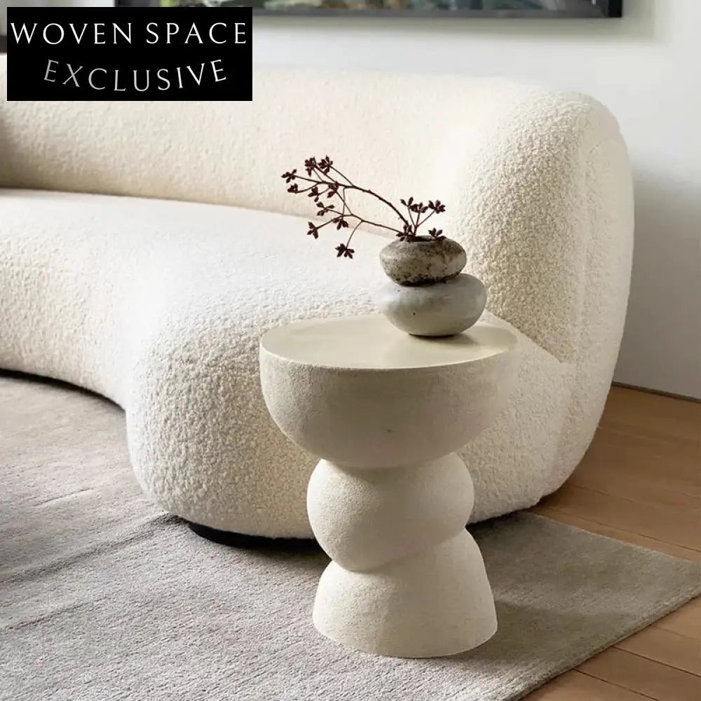 Small Modern Round Concrete Patio Balcony Living Room Coffee Table