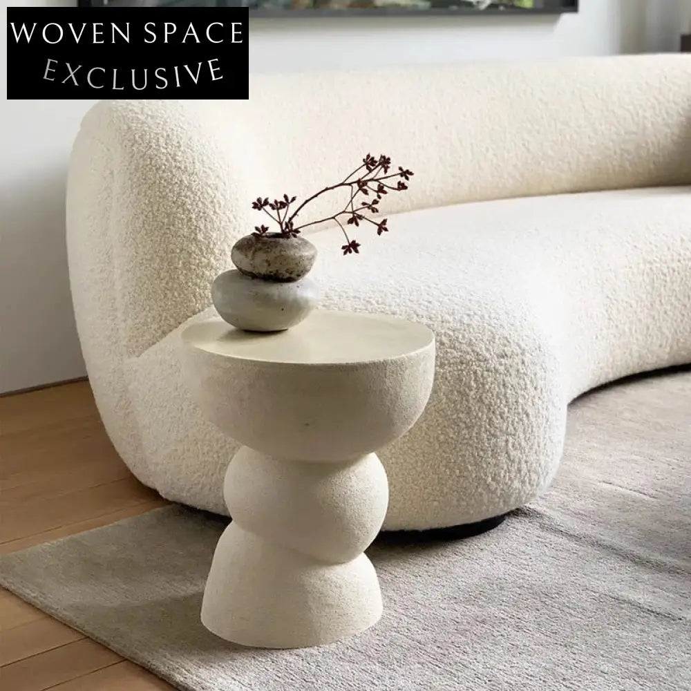 Small Modern Round Concrete Patio Balcony Living Room Coffee Table