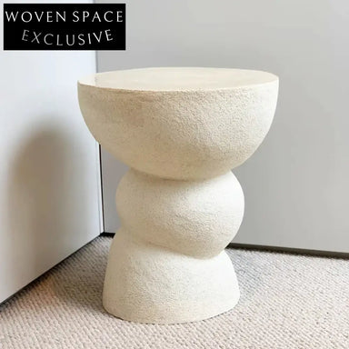 Small Modern Round Concrete Patio Balcony Living Room Coffee Table