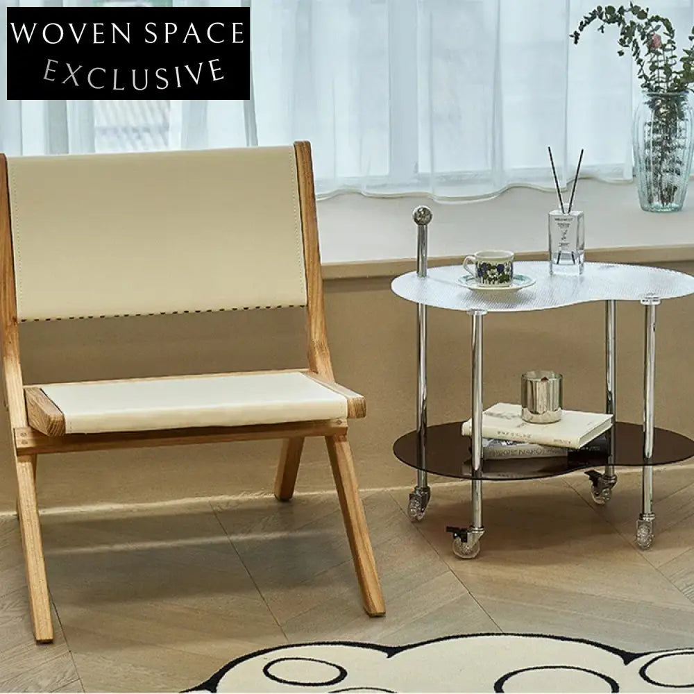 Small Scandinavian Acrylic Plastic Side Table with Wheeling Shelving Coffee Table