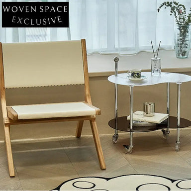 Small Scandinavian Acrylic Plastic Side Table with Wheeling Shelving Coffee Table