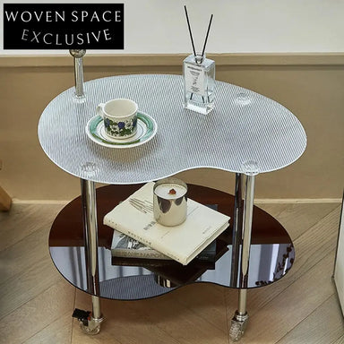 Small Scandinavian Acrylic Plastic Side Table with Wheeling Shelving Coffee Table