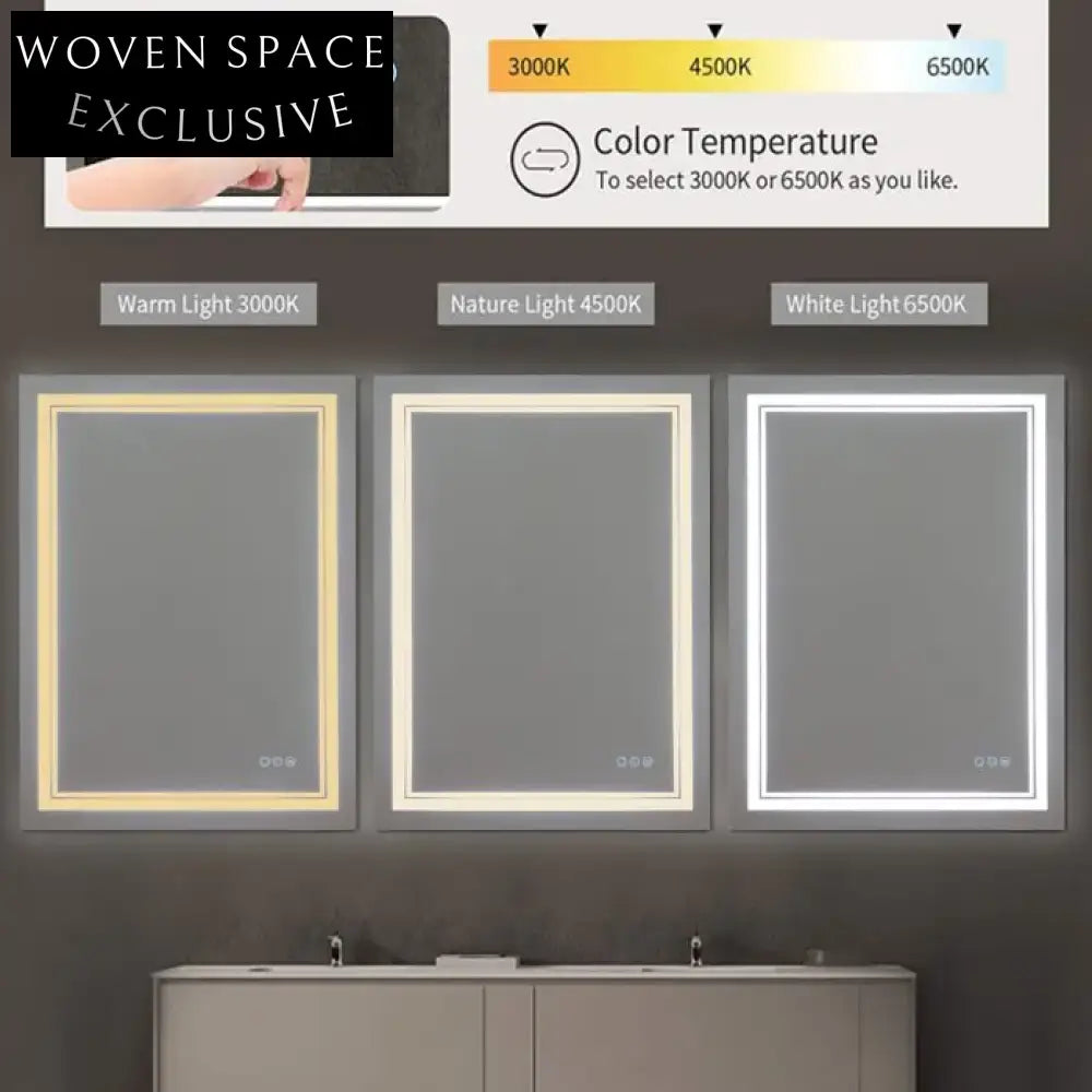 Smart Dimmable LED Anti-Fog Touch Control Bathroom Vanity Mirror