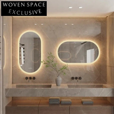 Smart Oval LED Backlit Bathroom Mirror with Adjustable 3-Color Anti-Fog Function