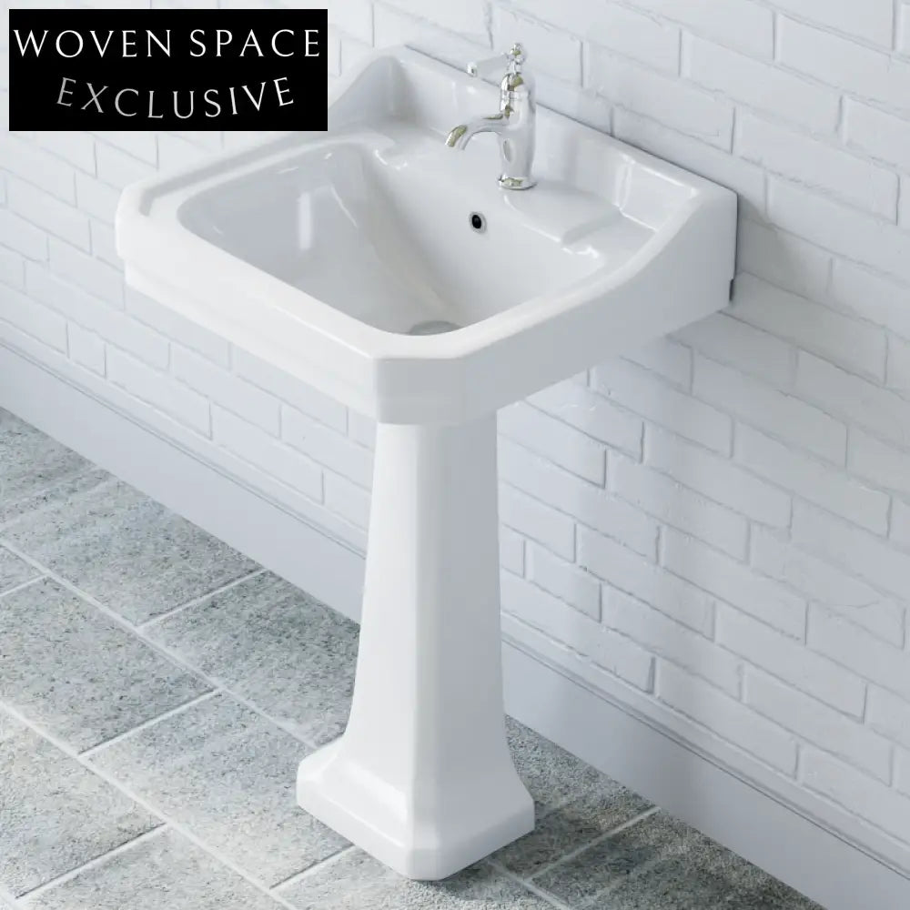 Sofia Victorian pedestal retro wash basin Silver single hole ceramic handle faucet version