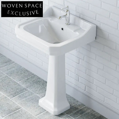 Sofia Victorian pedestal retro wash basin Silver single hole ceramic handle faucet version