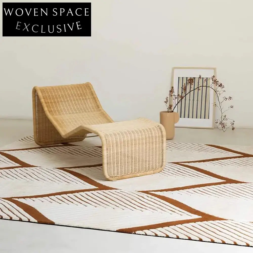 Soft Cream Geometric Pattern Hand-Tufted Eco-Friendly Polyester Area Rug