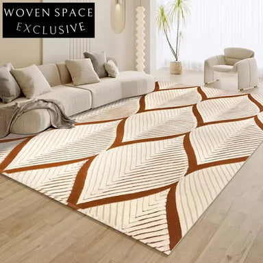 Soft Cream Geometric Pattern Hand-Tufted Eco-Friendly Polyester Area Rug