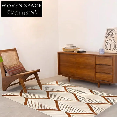 Soft Cream Geometric Pattern Hand-Tufted Eco-Friendly Polyester Area Rug