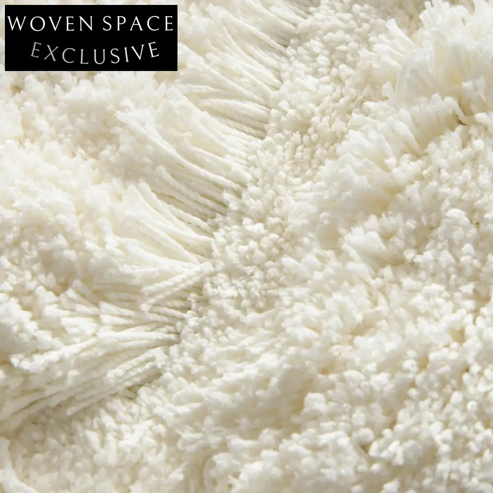 Soft Cream Minimalist Area Rug, Plush Long Hair for Living Room