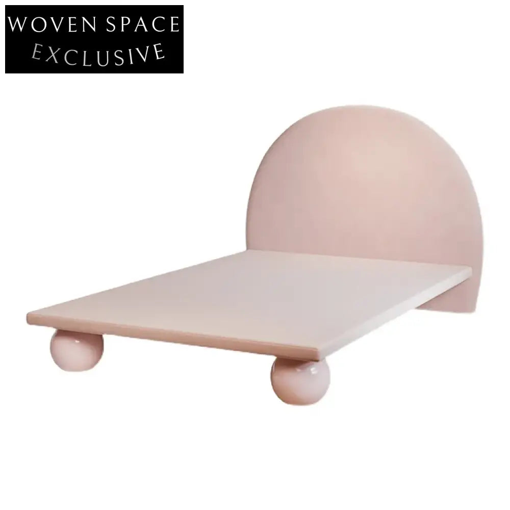 Soft Fabric Kids Bed, Modern Low Height Wood Frame, Pink