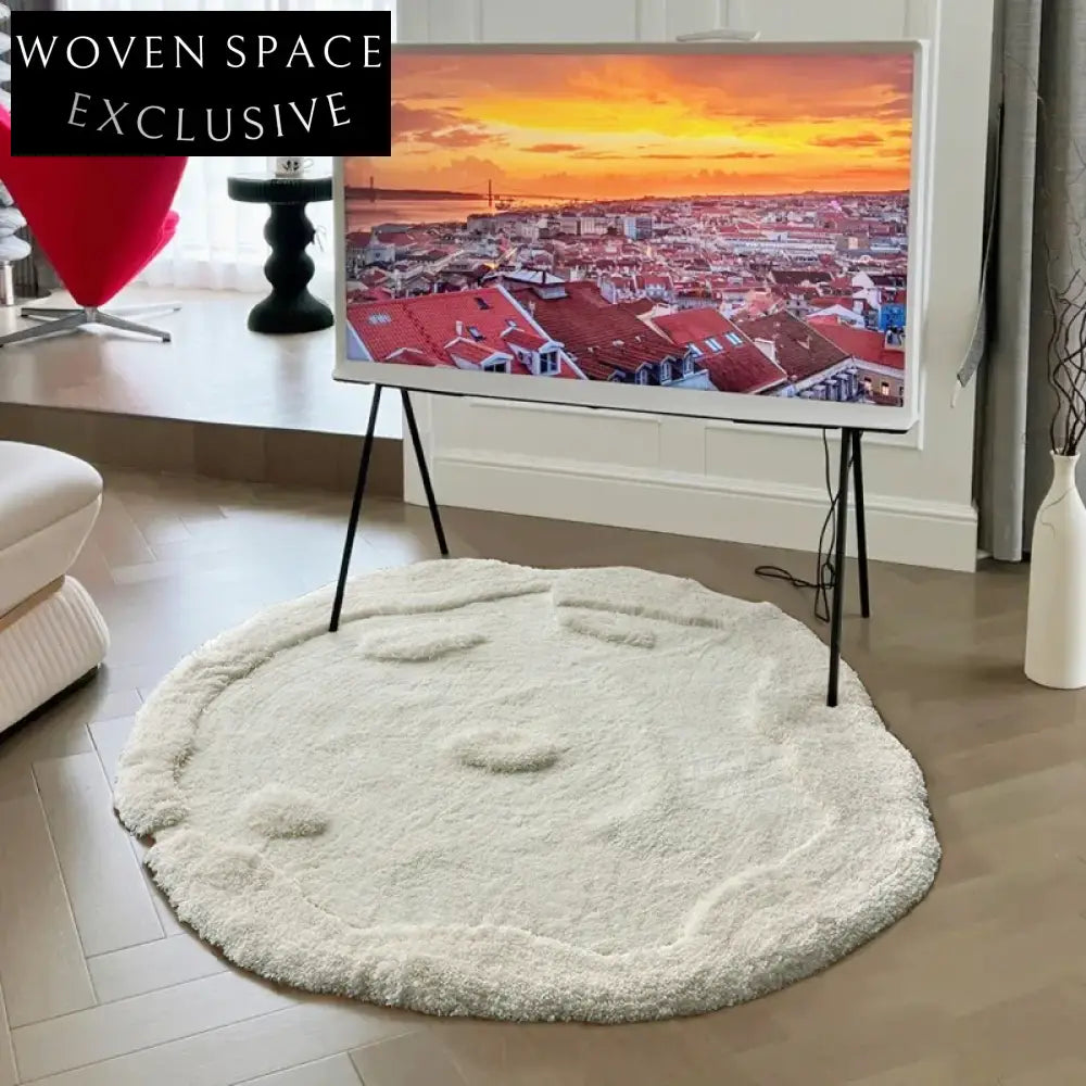 Soft Irregular Cream Style Long-Pile Living Room Bedroom Area Rug