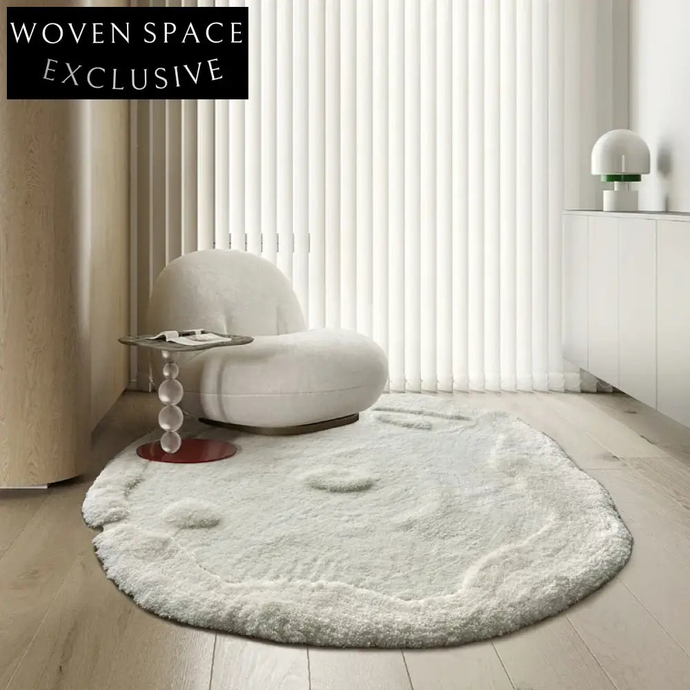 Soft Irregular Cream Style Long-Pile Living Room Bedroom Area Rug