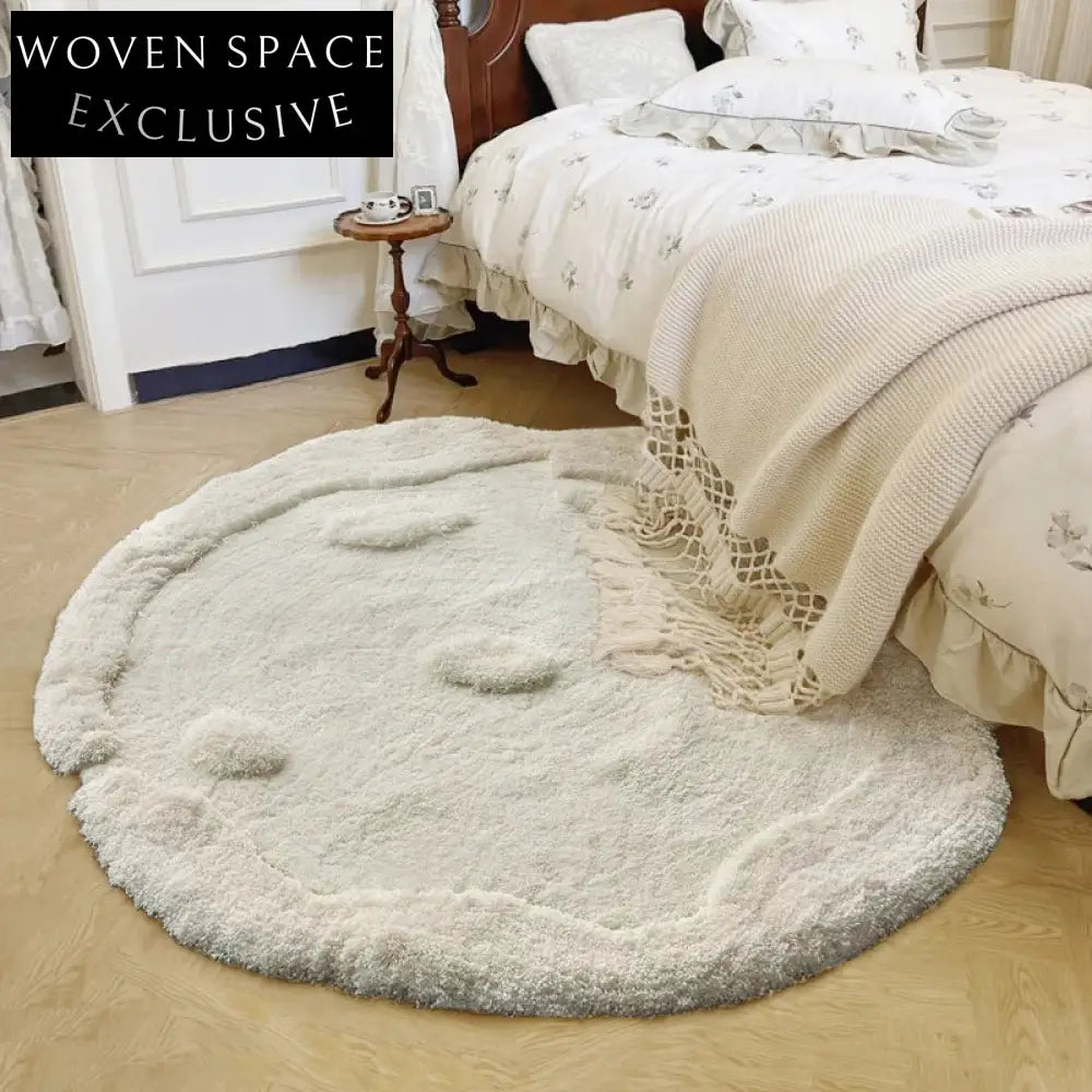 Soft Irregular Cream Style Long-Pile Living Room Bedroom Area Rug