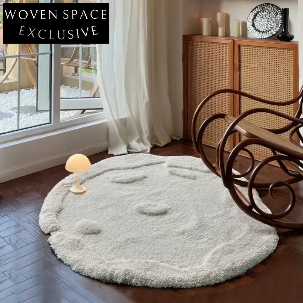 Soft Irregular Cream Style Long-Pile Living Room Bedroom Area Rug