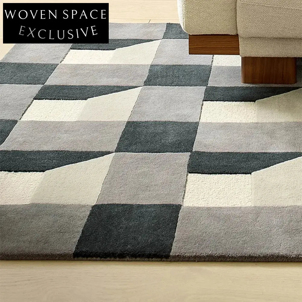 Soft Modern Minimalist Geometric Polyester Area Rug for Living Room Bedroom